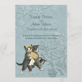 Posh Cats Aqua Blue Bröllop ver 2-inbjudan Inbjudningar