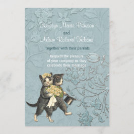 Posh Cats Aqua Blue Wedding bjudande Inbjudningar