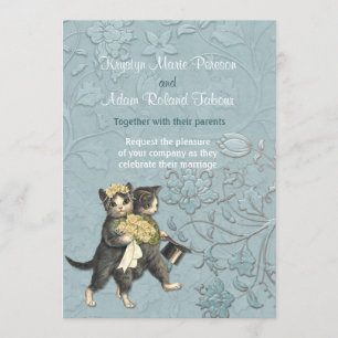 Posh Cats Aqua Blue Wedding bjudande Inbjudningar