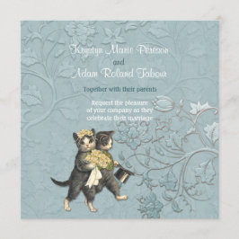 Posh Cats Aqua Blue Wedding bjudande Inbjudningar