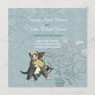 Posh Cats Aqua Blue Wedding bjudande Inbjudningar