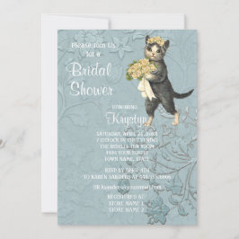 Posh Cats Blue Inbjudningskort för möhippan