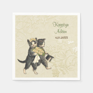 Posh Cats Bröllop 2 Ivory Papper Napkins Pappersservett