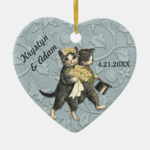 Posh Cats Bröllop Blue Julgransprydnad Keramik