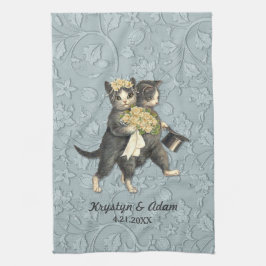 Posh Cats Bröllop Blue Kökshandduk