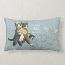 Posh Cats Bröllop Blue - Lumbar Pillow