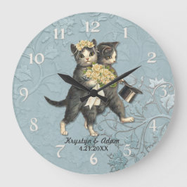Posh Cats Bröllop Blue Stor Klocka