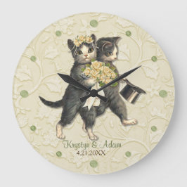 Posh Cats Bröllop Ivory Stor Klocka