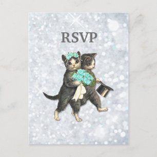 Posh Cats Bröllop Silver Gnistra OSA Inbjudan Vykort