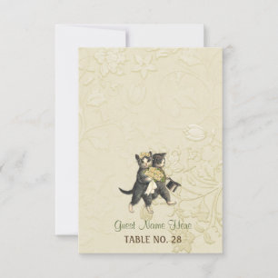 Posh Cats Elfenbensvit Bröllop Escort Card 2 Inbjudningar