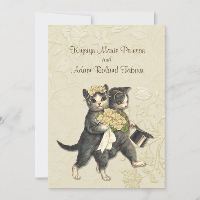 Posh Cats Ivory Wedding bjudande 2 Inbjudningar (Framsida)