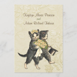 Posh Cats Ivory Wedding bjudande 2 Inbjudningar