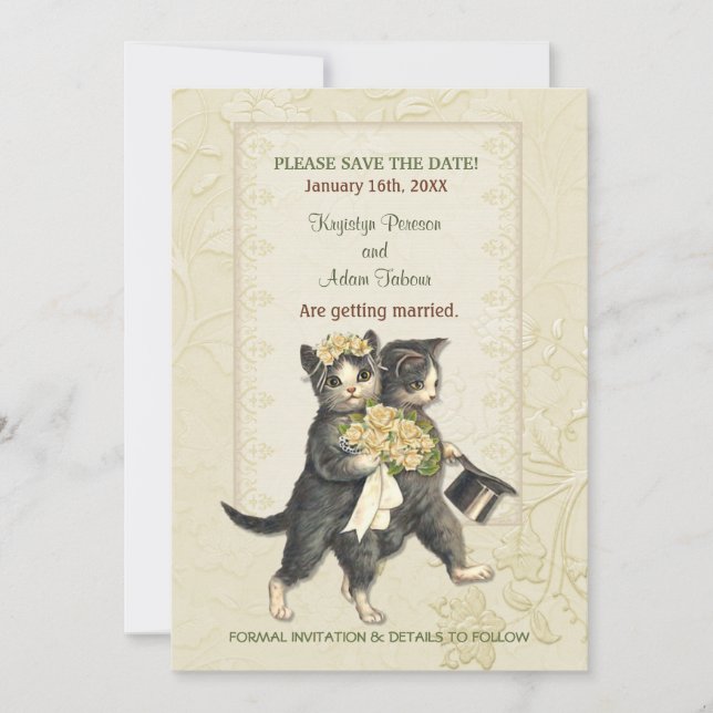 Posh Cats Wedding Save the Date Spara Datumet (Framsida)