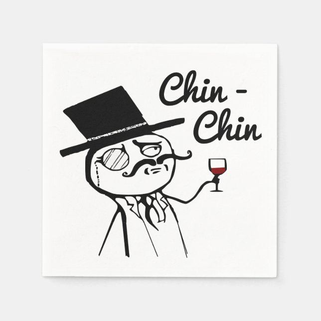 Posh Chap med Top hat Vin-giftchin Chin Pappersservett (Framsidan)