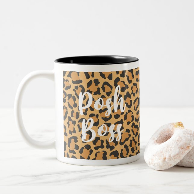 Posh Chef Leopard tryckt kaffe Mugg (Med munk)