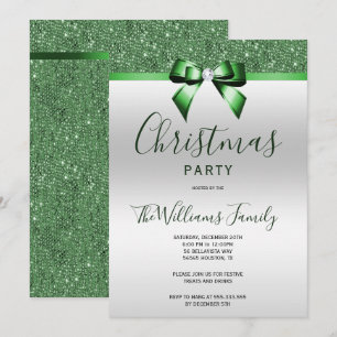 Posh Emerald Grönt Jewel Bow jul Party Inbjudningar