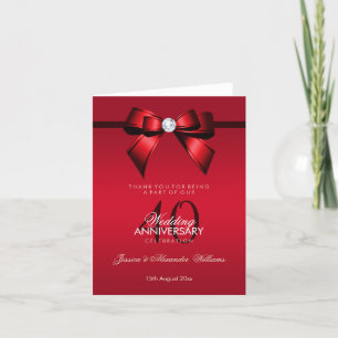 Posh Gem Bow & Ribbon 40 Bröllop-årsdagen Tack Kort