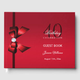 Posh Gem Bow & Ribbon 40:e födelsedagen Gästböcker