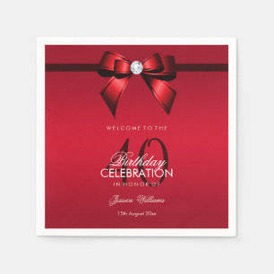 Posh Gem Bow & Ribbon 40:e födelsedagen Pappersservett