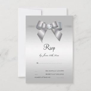 Posh Gem Bow & Ribbon 60-års bröllops-RSVP OSA Kort
