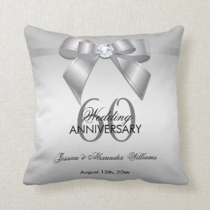 Posh Gem Bow & Ribbon 60-års bröllopsdag Kudde