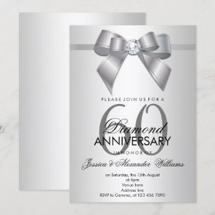 Posh Gem Bow & Ribbon 60-års bröllopsjubileum Inbjudningar