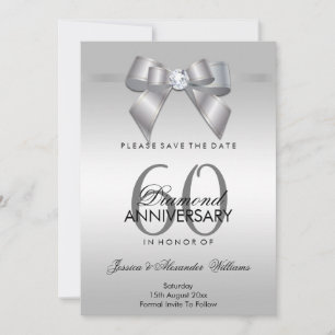 Posh Gem Bow & Ribbon 60-års bröllopsjubileum Spara Datumet