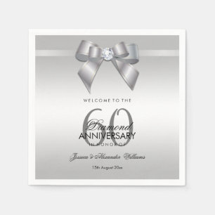 Posh Gem Bow & Ribbon 60-årsdagen Bröllop Pappersservett