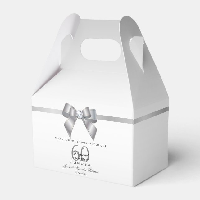 Posh Gem Bow & Ribbon 60-årsdagen Bröllop Presentaskar (Framsidan Sidan)