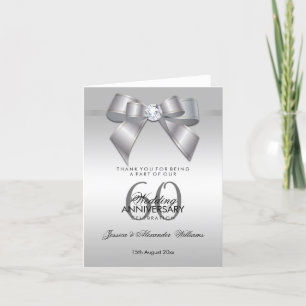Posh Gem Bow & Ribbon 60-årsdagen Bröllop Tack Kort