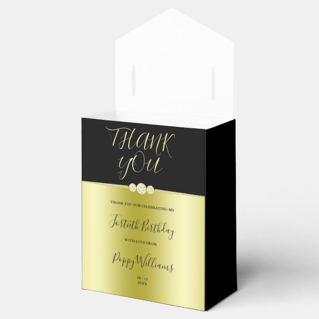 Posh Gold & Black Elegant Diamanter 40-årsdag Presentaskar (Öppnad)