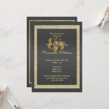 Posh Guld & Black, Glitter & Balloth Birthday