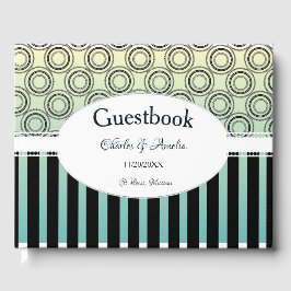 Posh Gult and Teal Bröllopsdag Guestbook Gästböcker