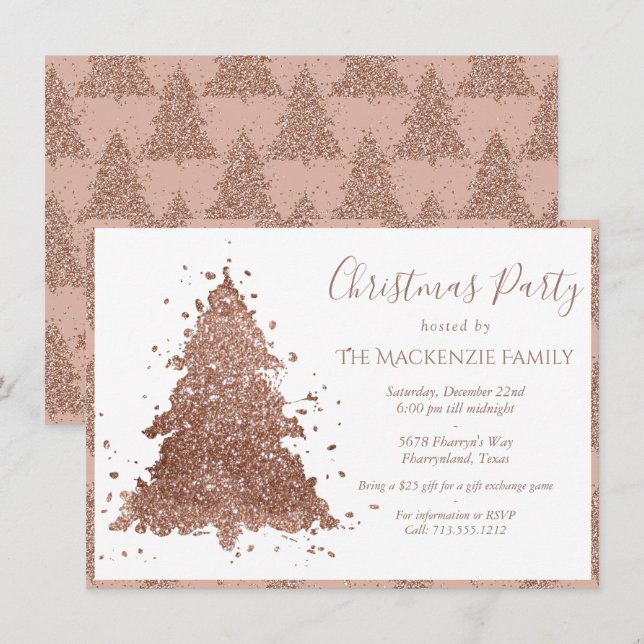 Posh Julgran | Glam Ro Guld Party Julkort (Fram/baksida)