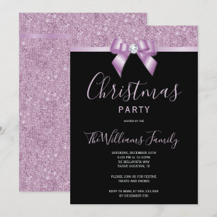 Posh Lilac Jewel Bow jul Party Inbjudningar