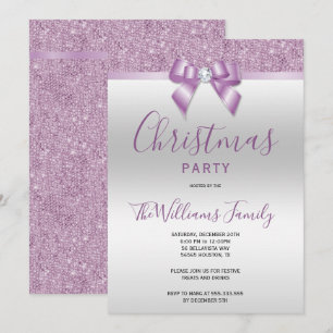 Posh Lilac Jewel Bow jul Party Inbjudningar
