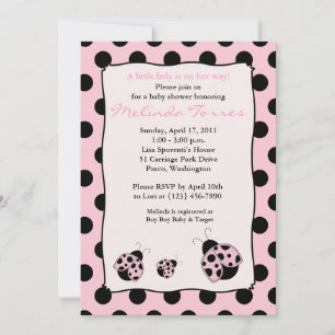 Posh Mod Ladybug 5x7 Rosa Baby Shower-inbjudan Inbjudningar