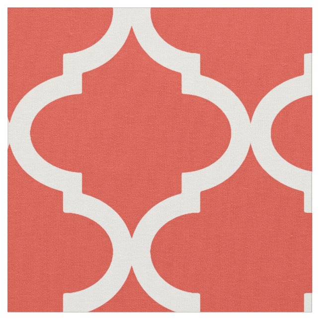 Posh orange rött Moraccan Quatrefoil mönster Tyg (Närbild)