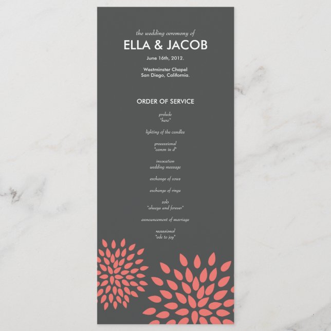 Posh Petals | Korall | Ceremonistiskt program (Framsida)