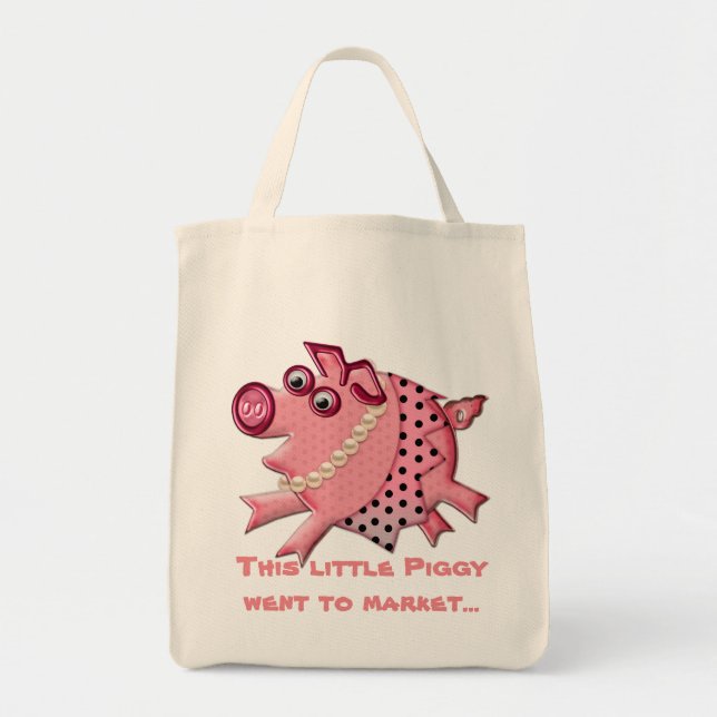 Posh Piggy Goes Shopping (Personlig) Tygkasse (Framsidan)