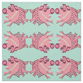 Posh Piggy i rosor på Lucitegrönt Tyg