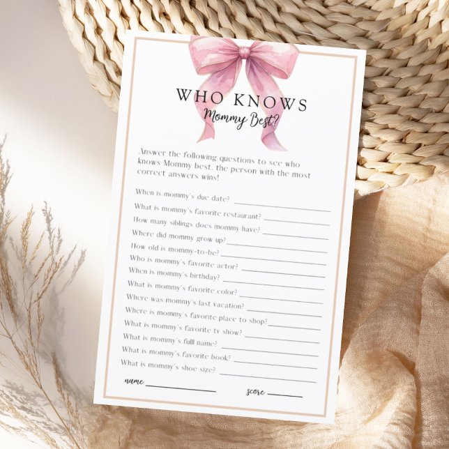 Posh Pink Coquette Bow Baby Shower Game (Skapare uppladdad)