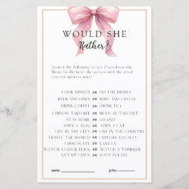 Posh Pink Coquette Bow Baby Shower Game