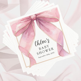 Posh Pink Coquette Bow Baby Shower Pappersservett