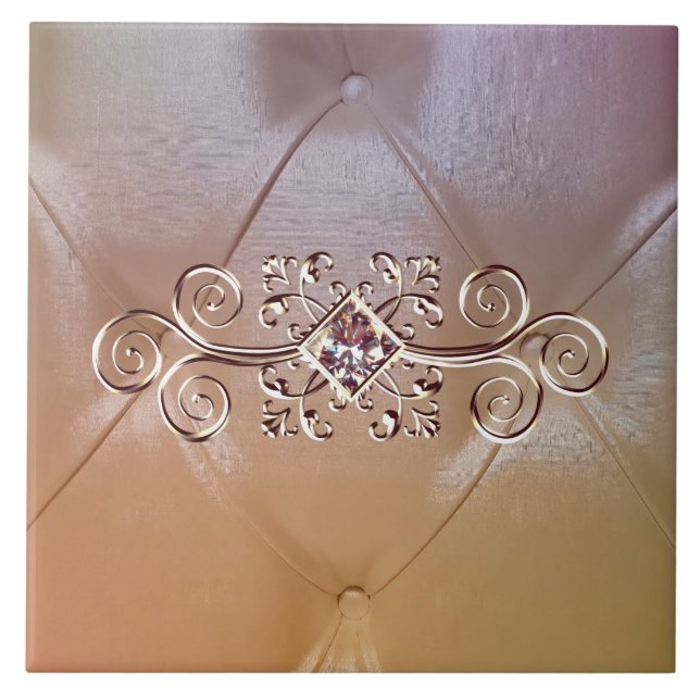 Posh pintuck satin och diamant keramiskt plattor kakelplatta (Framsidan)