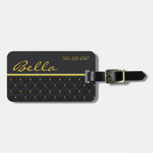 Posh Quilted Black & Guld Stitch Bagagebricka