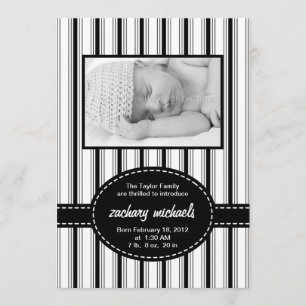 Posh Rand Photo Birth Notice Meddelande