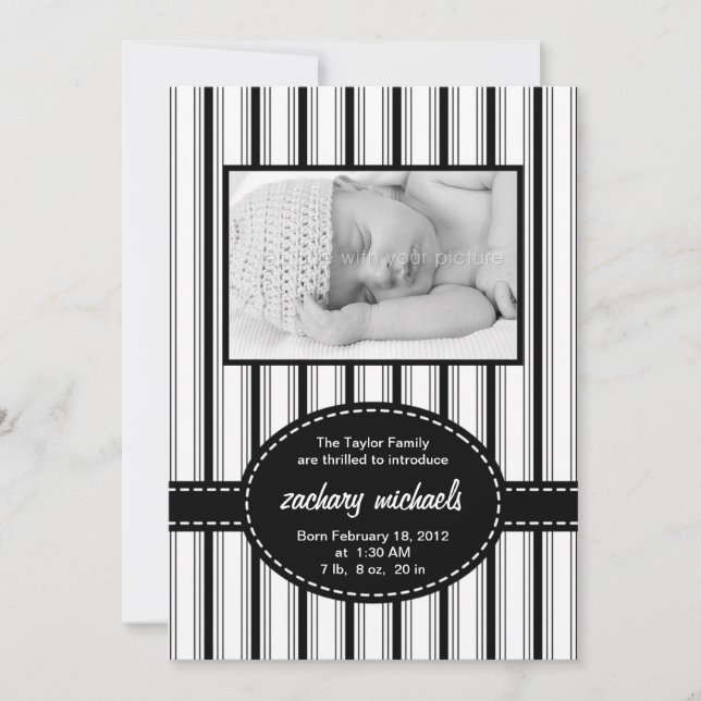 Posh Rand Photo Birth Notice Meddelande (Framsida)