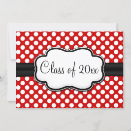 Posh Red Polka Dot Studenten Inbjudningar