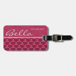 Posh Red Violet & Silver Bling Bagagebricka